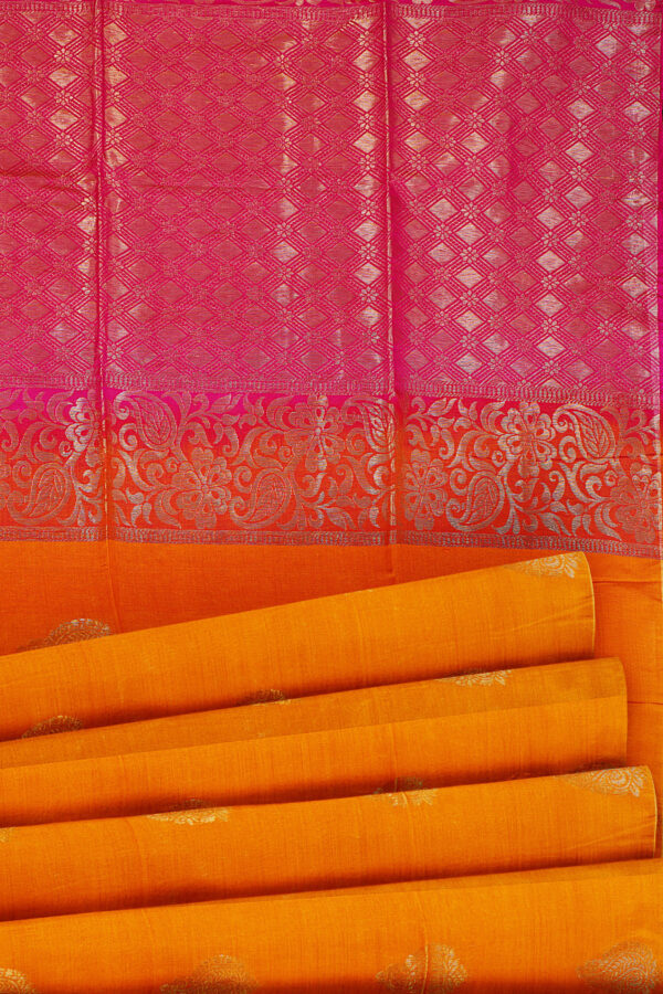 sri kumaran stores semi silk cotton saree golden yellow saree with yellow border 4