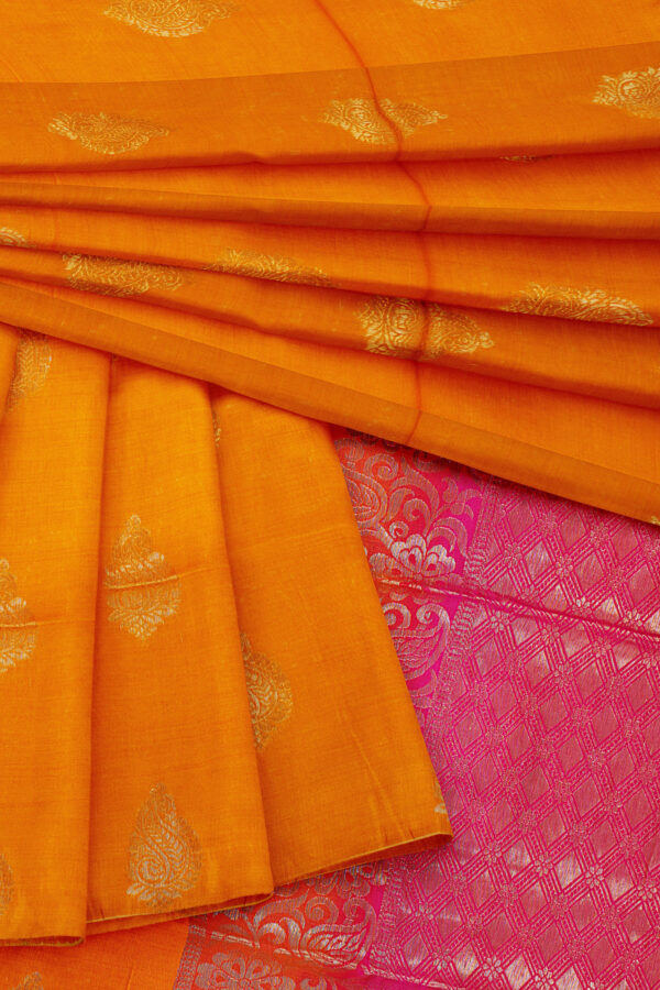 sri kumaran stores semi silk cotton saree golden yellow saree with yellow border 5