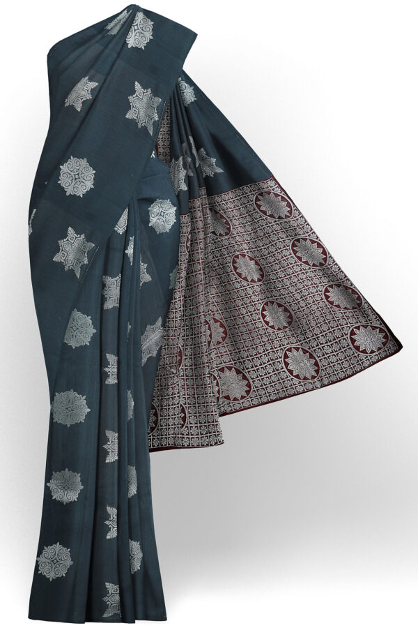 sri kumaran stores semi silk cotton saree grey saree with grey border 1