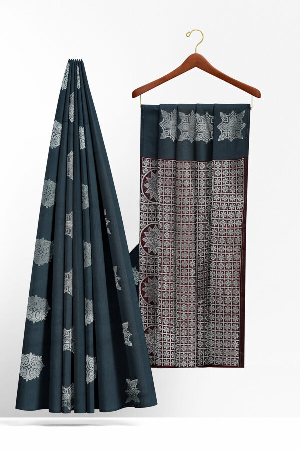 sri kumaran stores semi silk cotton saree grey saree with grey border 2