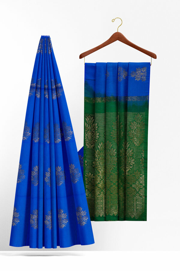sri kumaran stores semi silk cotton saree ink blue saree with blue border 2