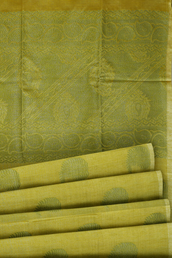 sri kumaran stores semi silk cotton saree lemon yellow saree with golden border 4