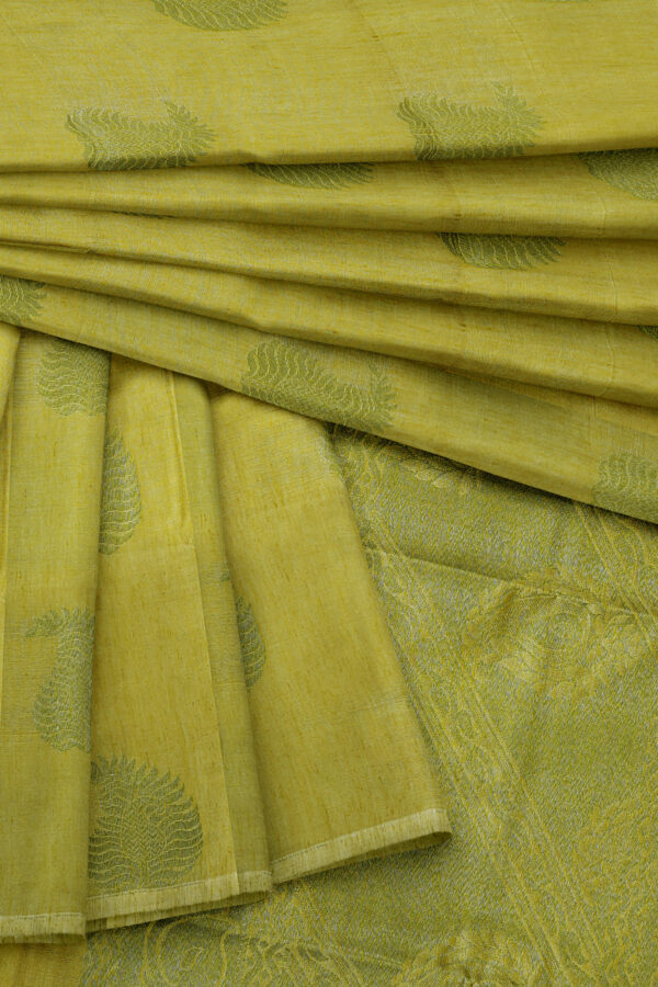 sri kumaran stores semi silk cotton saree lemon yellow saree with golden border 5