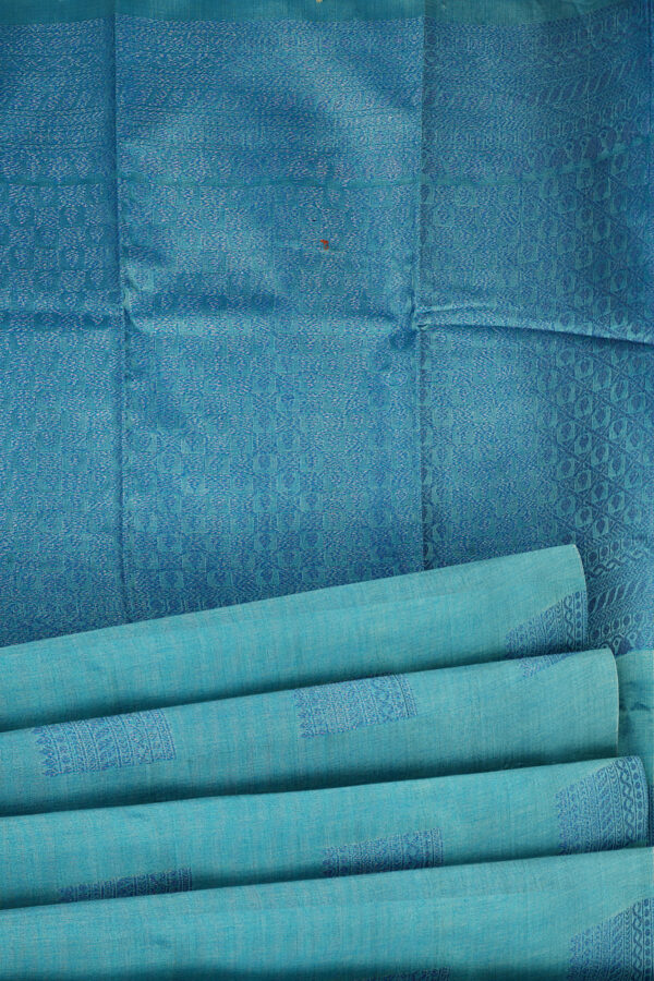 sri kumaran stores semi silk cotton saree light blue saree with light blue border 4