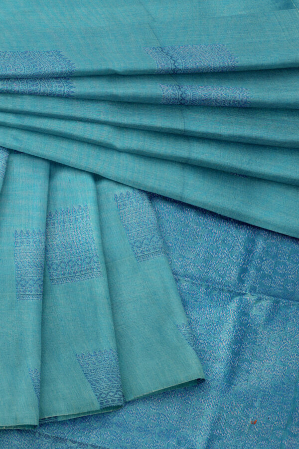 sri kumaran stores semi silk cotton saree light blue saree with light blue border 5