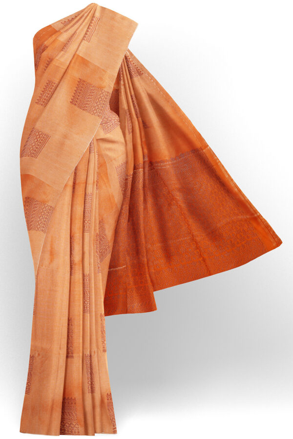 sri kumaran stores semi silk cotton saree light orange saree with orange border 1