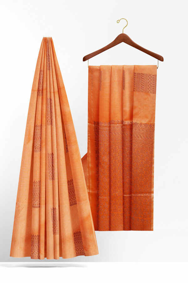 sri kumaran stores semi silk cotton saree light orange saree with orange border 2