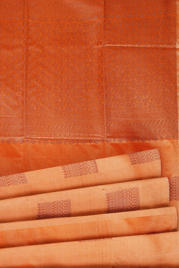 sri kumaran stores semi silk cotton saree light orange saree with orange border 4