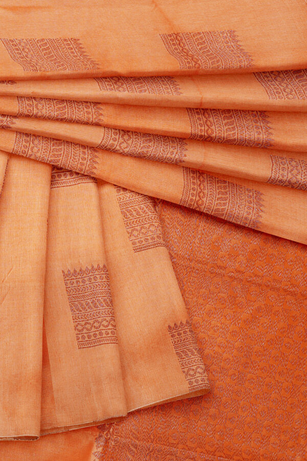 sri kumaran stores semi silk cotton saree light orange saree with orange border 5