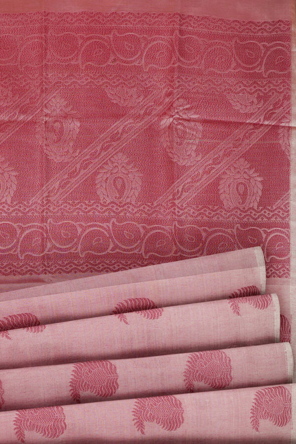 sri kumaran stores semi silk cotton saree light pink saree with pink border 4