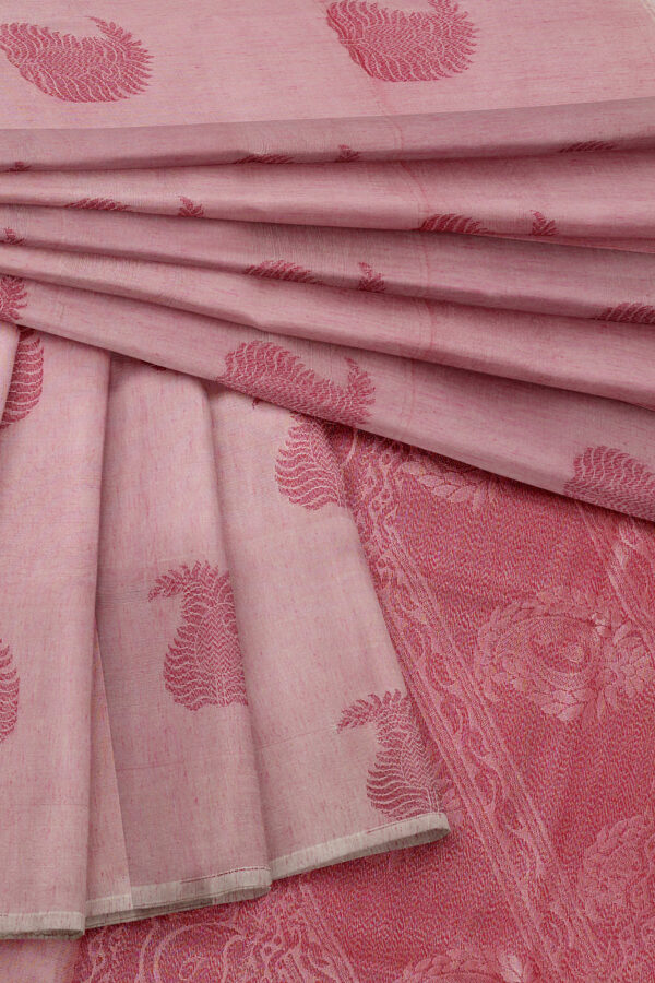 sri kumaran stores semi silk cotton saree light pink saree with pink border 5