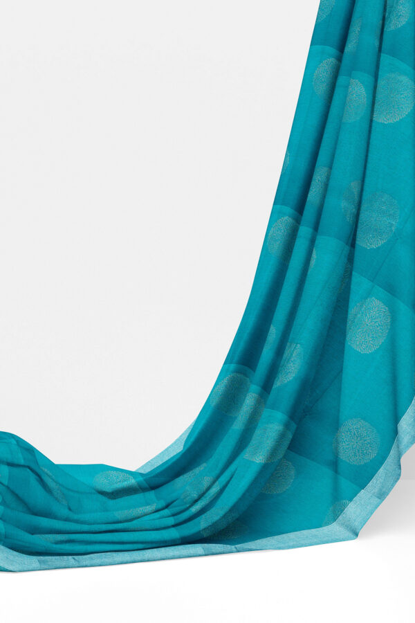 sri kumaran stores semi silk cotton saree light turquoise blue saree with silver border 3
