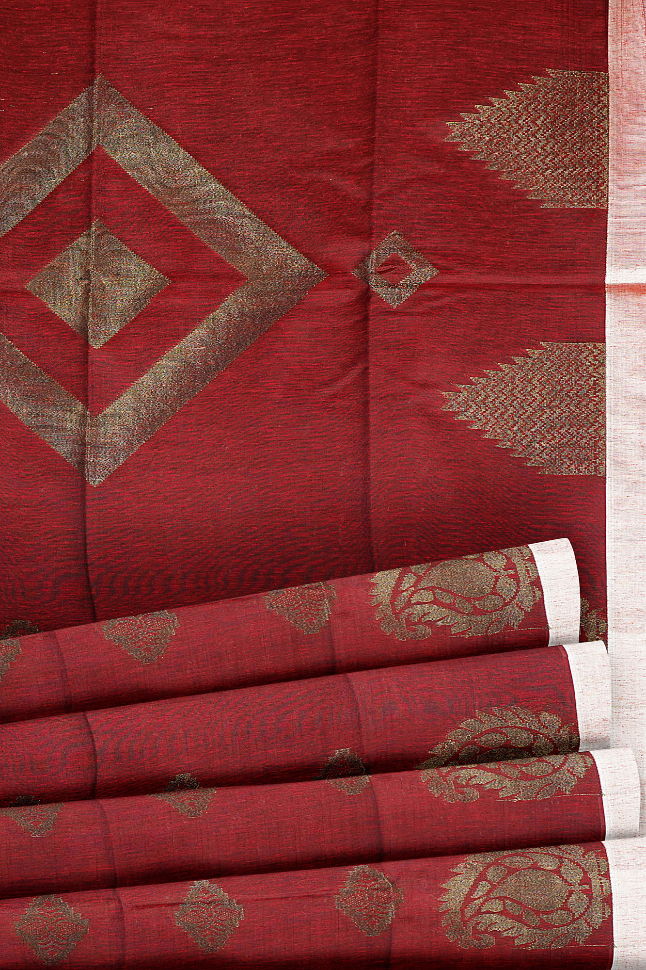sri kumaran stores semi silk cotton saree maroon saree with white border 4