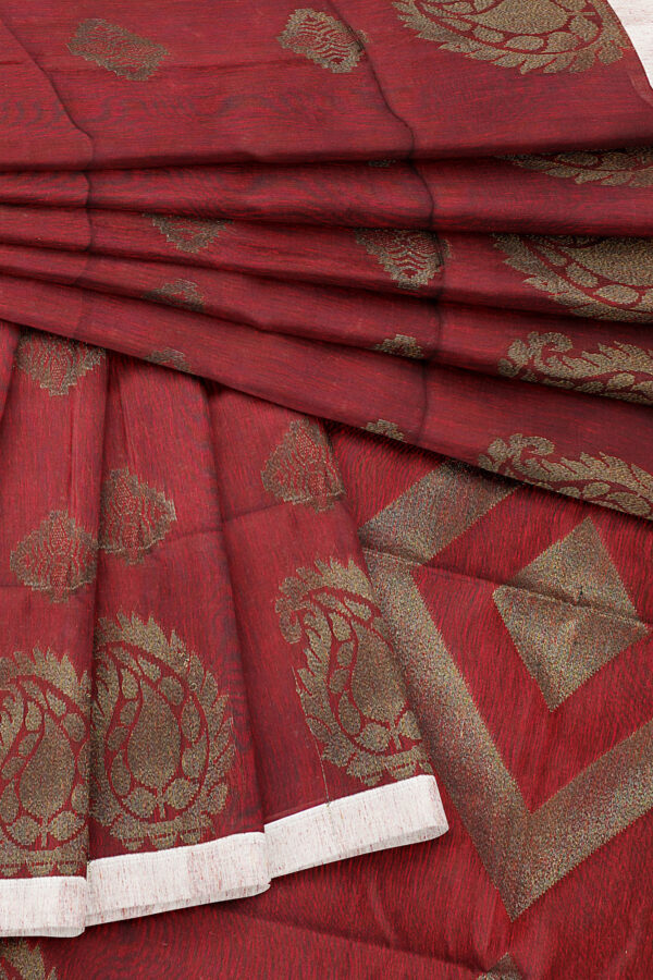 sri kumaran stores semi silk cotton saree maroon saree with white border 5