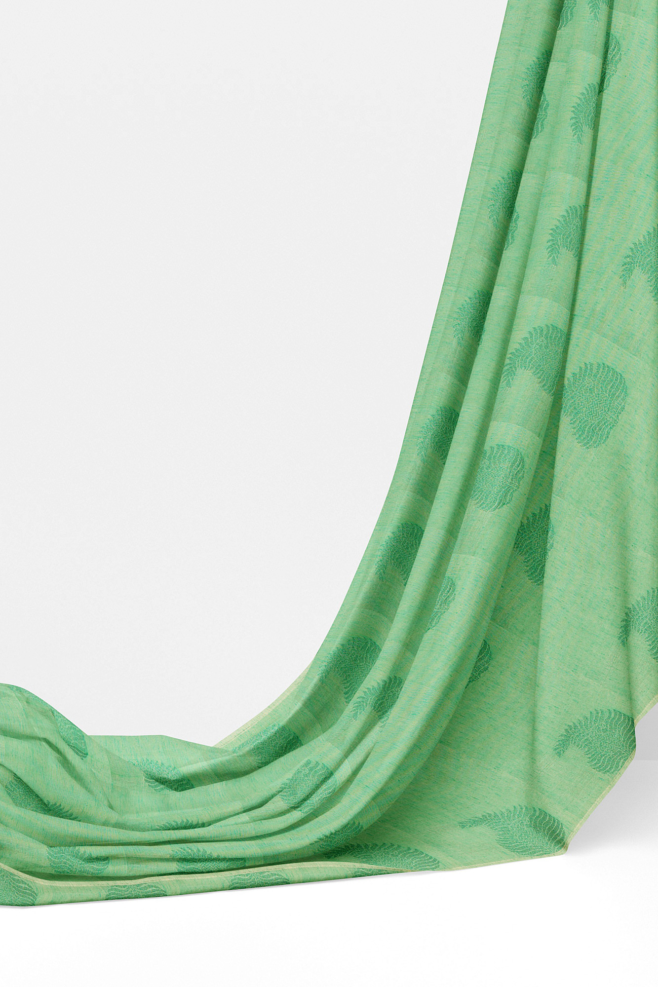 sri kumaran stores semi silk cotton saree mint green saree with white border 3