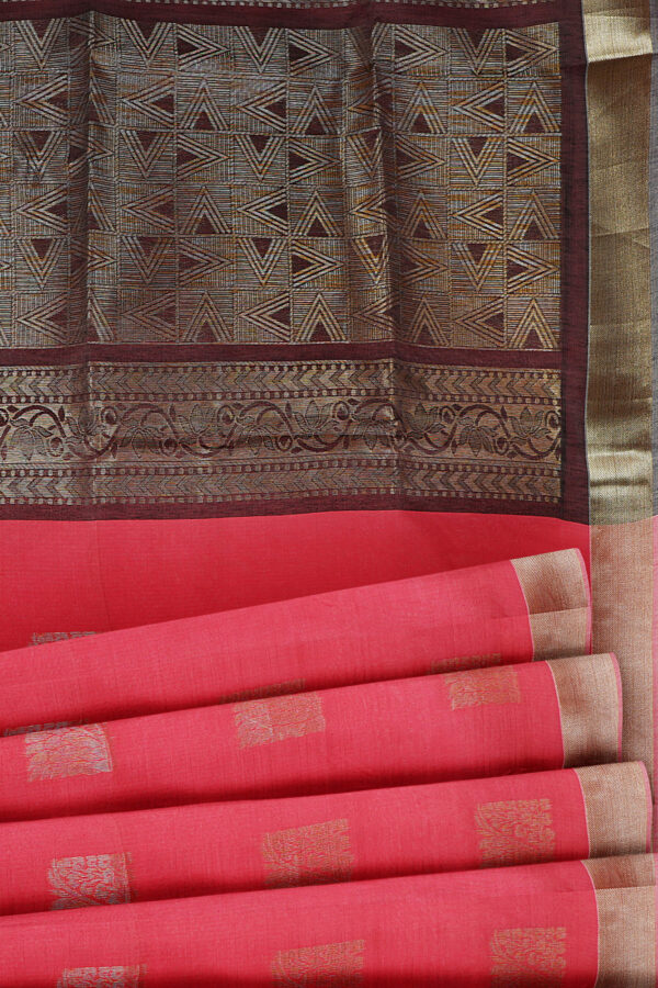 sri kumaran stores semi silk cotton saree neon pink saree with golden border 4