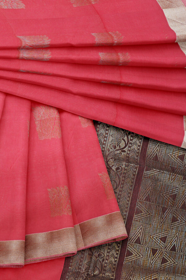 sri kumaran stores semi silk cotton saree neon pink saree with golden border 5