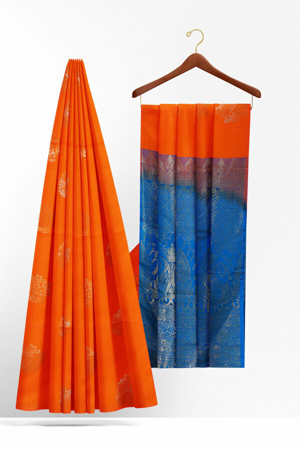 sri kumaran stores semi silk cotton saree orange saree with orange border 2