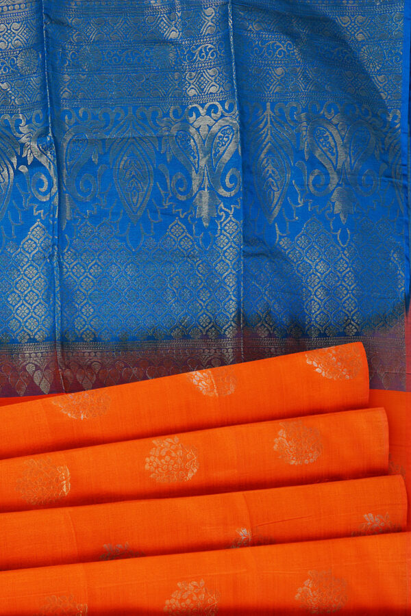 sri kumaran stores semi silk cotton saree orange saree with orange border 4