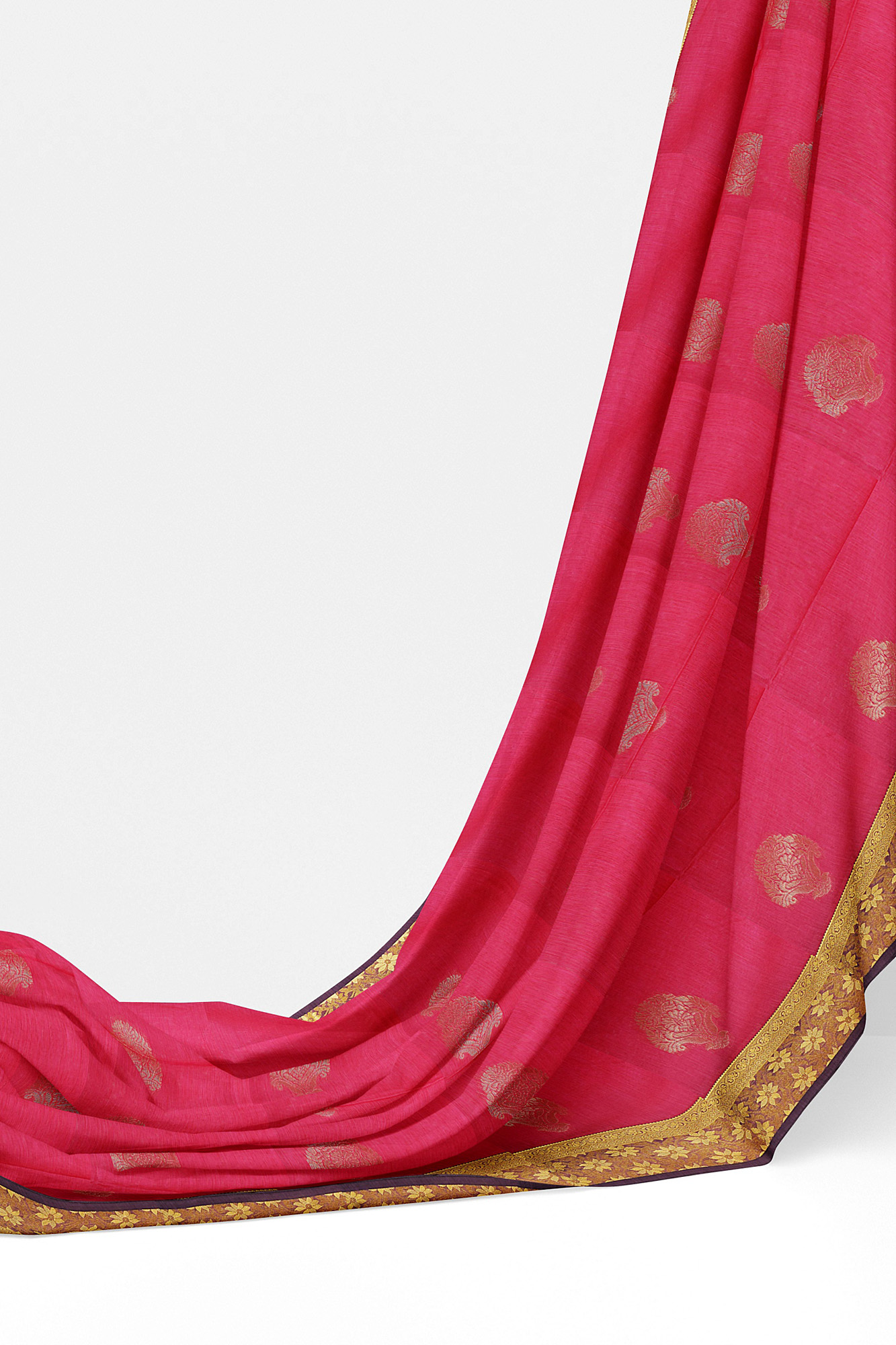 sri kumaran stores semi silk cotton saree pink saree with golden red border 3