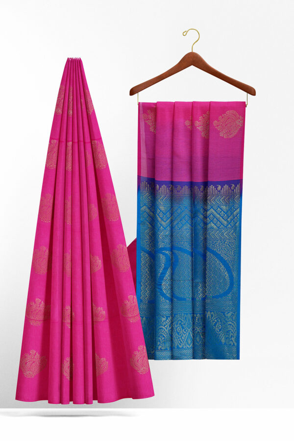 sri kumaran stores semi silk cotton saree pink saree with pink border 2