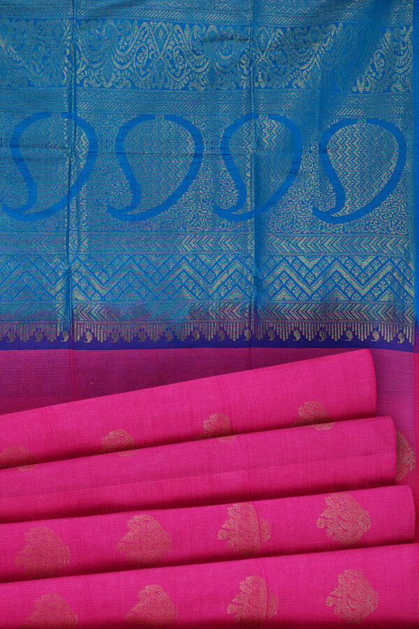 sri kumaran stores semi silk cotton saree pink saree with pink border 4