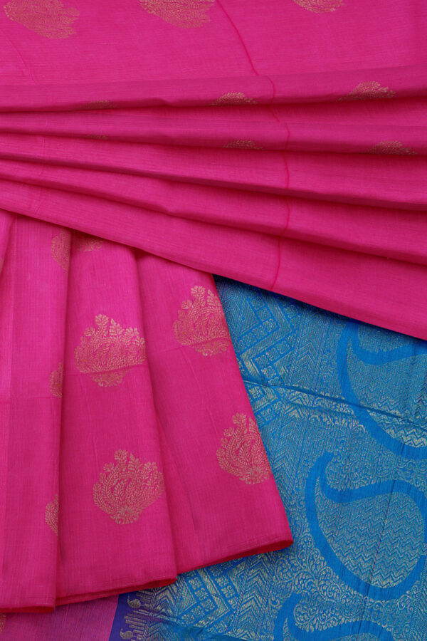 sri kumaran stores semi silk cotton saree pink saree with pink border 5