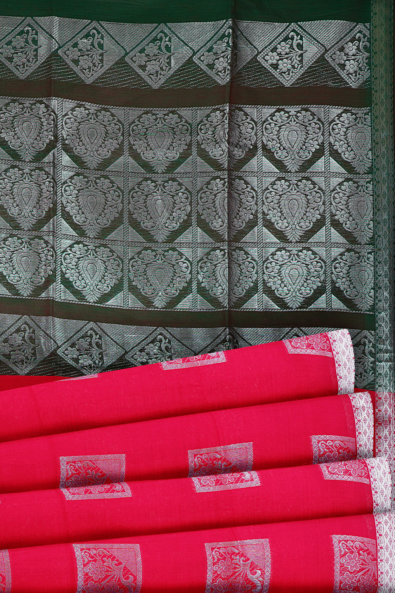 sri kumaran stores semi silk cotton saree pink saree with silver border 4