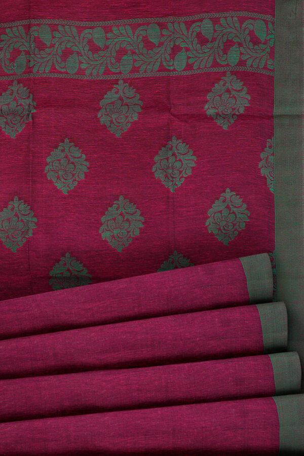 sri kumaran stores semi silk cotton saree purple saree with green border 4