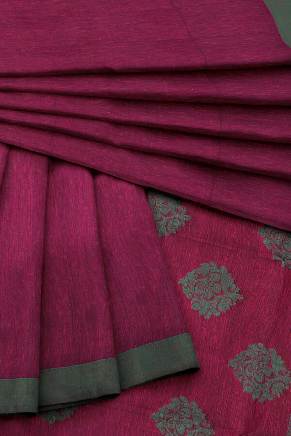 sri kumaran stores semi silk cotton saree purple saree with green border 5