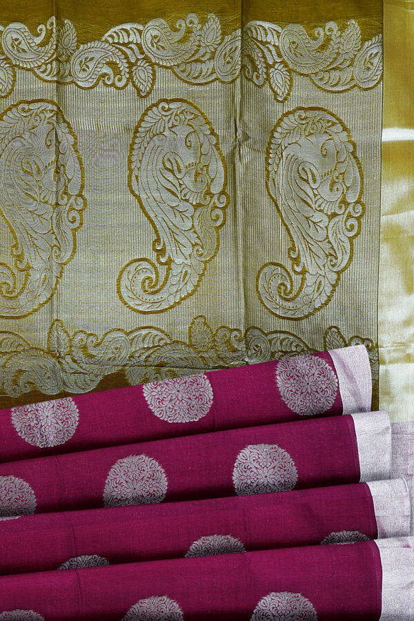 sri kumaran stores semi silk cotton saree purple saree with silver border 4