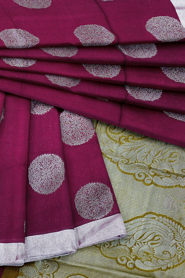 sri kumaran stores semi silk cotton saree purple saree with silver border 5