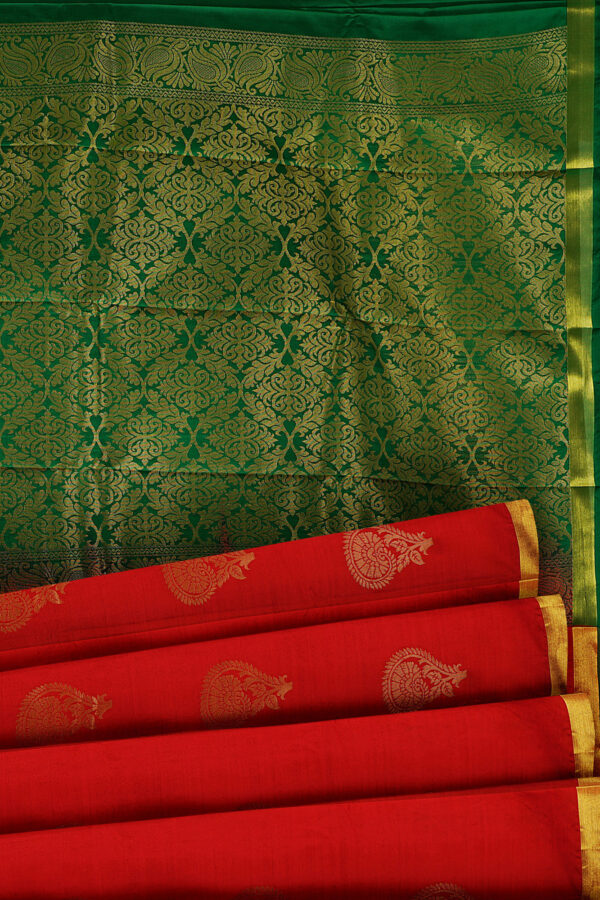 sri kumaran stores semi silk cotton saree red saree with golden border 4