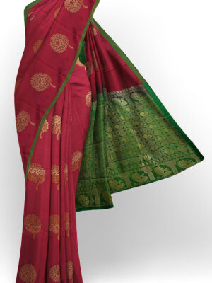 sri kumaran stores semi silk cotton saree red saree with green border 1