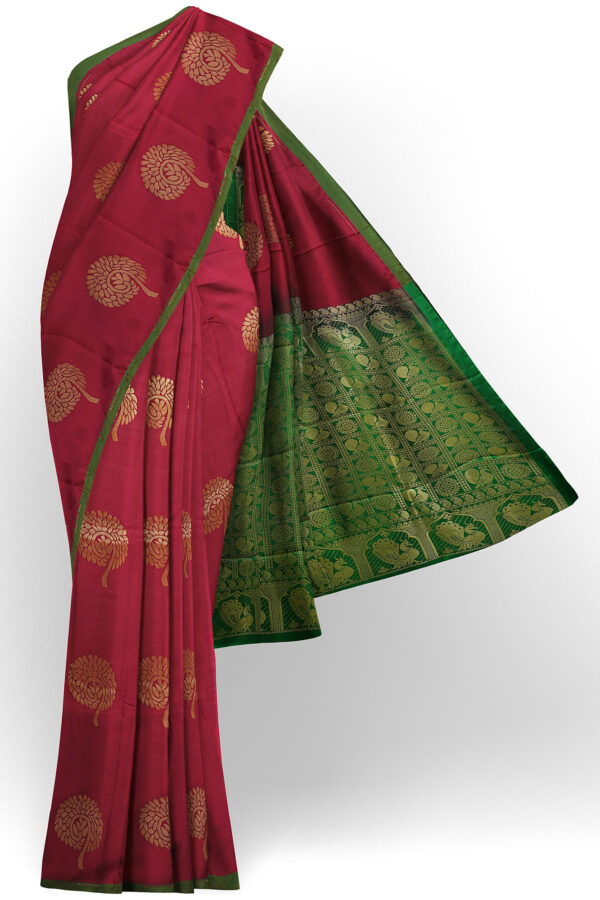 sri kumaran stores semi silk cotton saree red saree with green border 1