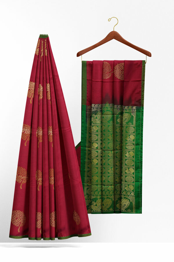 sri kumaran stores semi silk cotton saree red saree with green border 2