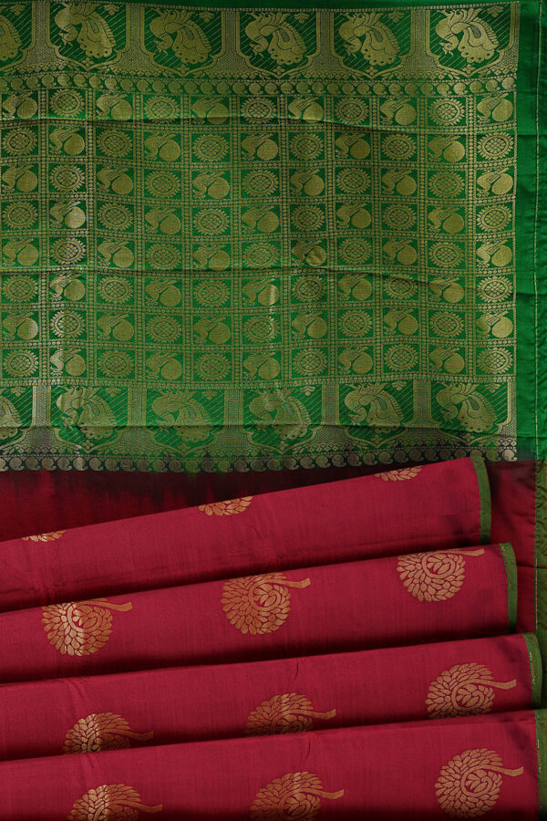 sri kumaran stores semi silk cotton saree red saree with green border 4