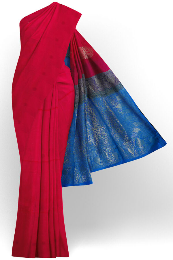 sri kumaran stores semi silk cotton saree red saree with red border 1