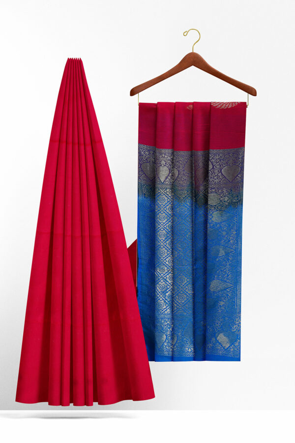 sri kumaran stores semi silk cotton saree red saree with red border 2