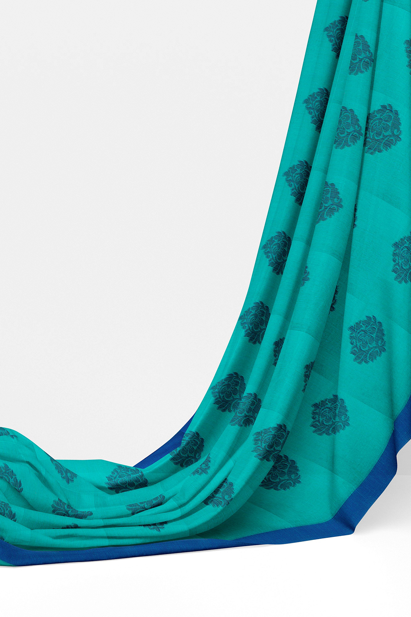 sri kumaran stores semi silk cotton saree sky blue saree with ink blue border 3