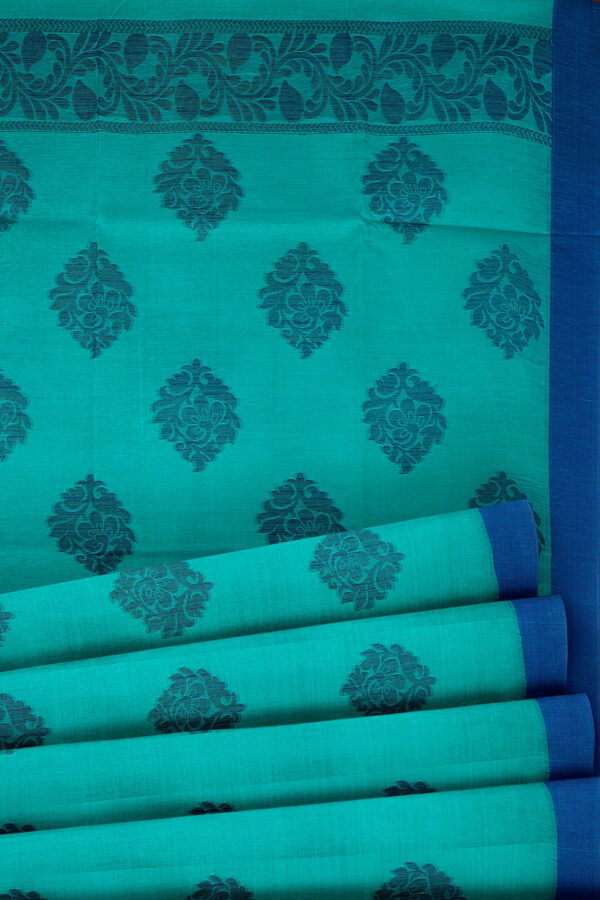 sri kumaran stores semi silk cotton saree sky blue saree with ink blue border 4