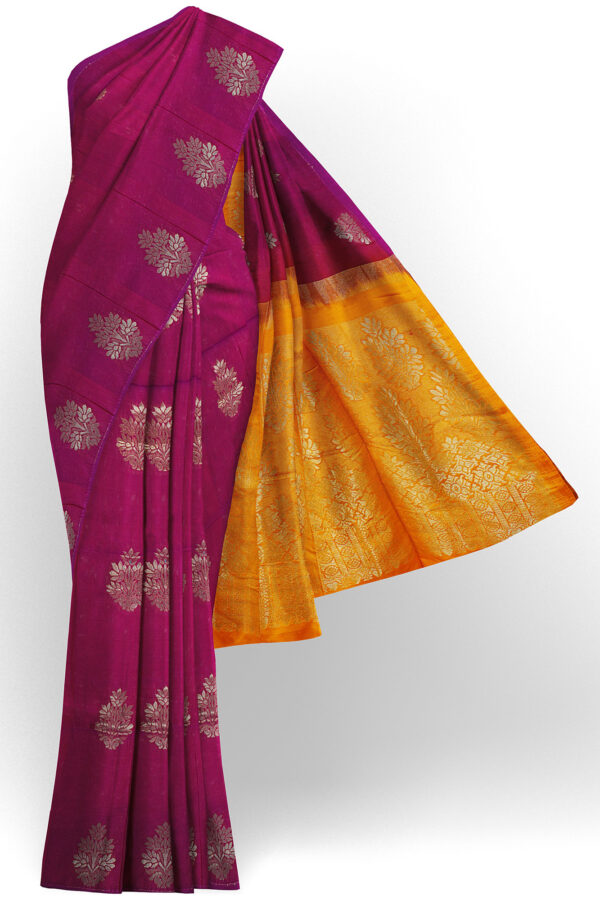 sri kumaran stores semi silk cotton saree violet saree with violet border 1