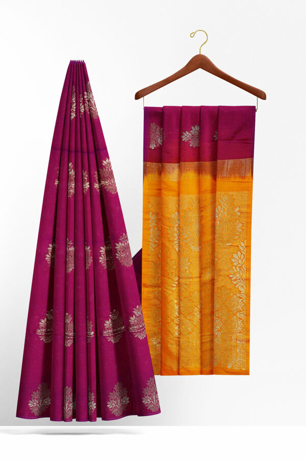 sri kumaran stores semi silk cotton saree violet saree with violet border 2
