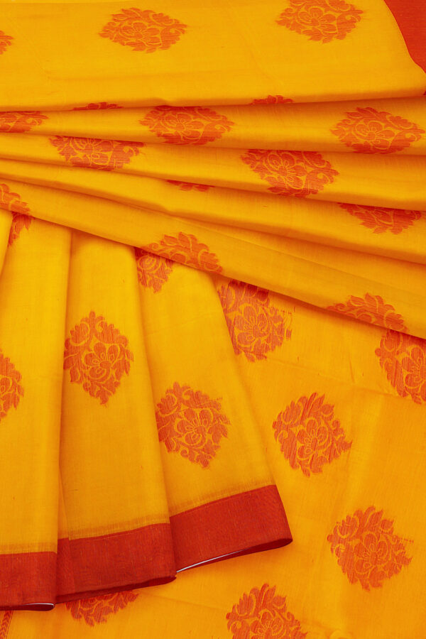 sri kumaran stores semi silk cotton saree yellow saree with red border 5