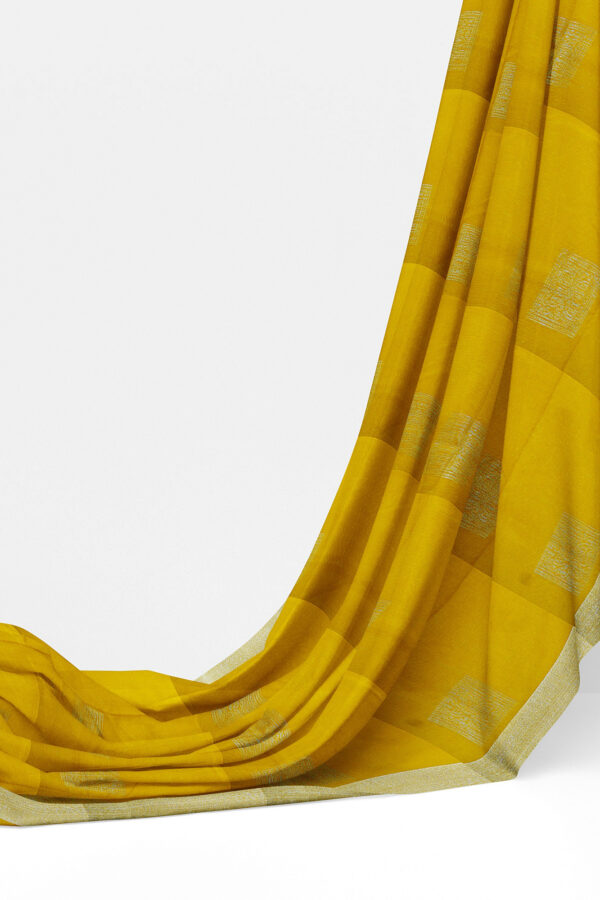 sri kumaran stores semi silk cotton saree yellow saree with silver border 3