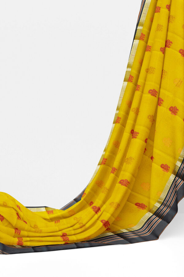 sri kumaran stores semi silk cotton yellow saree with grey border 3