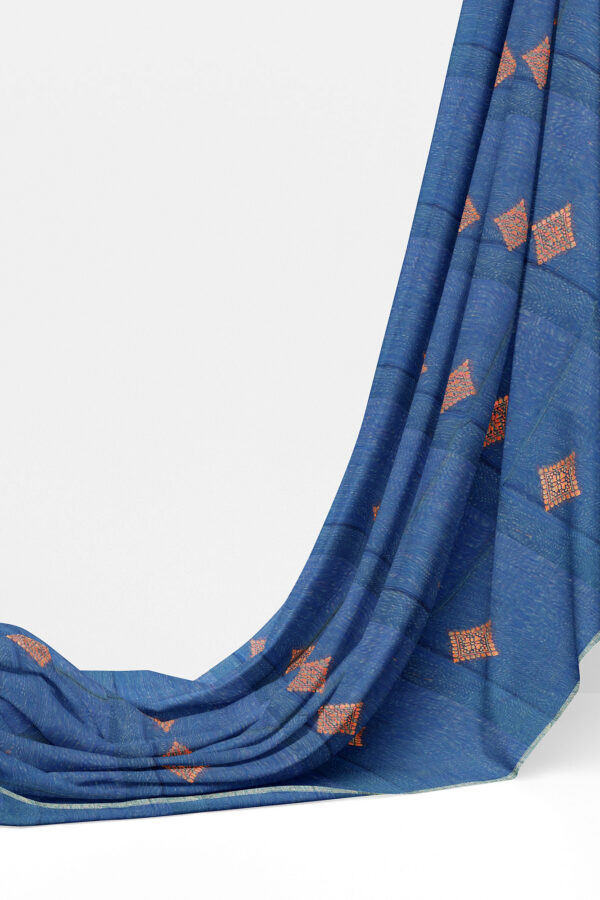 sri kumaran stores silk cotton saree blue saree with blue border 3