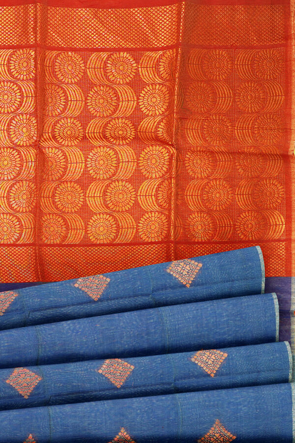 sri kumaran stores silk cotton saree blue saree with blue border 4