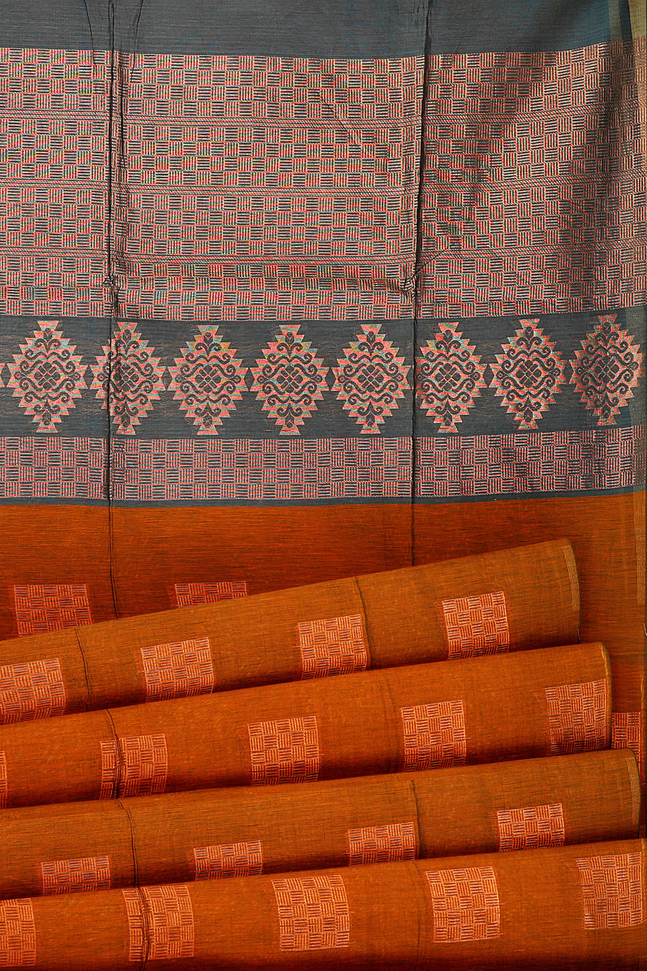 sri kumaran stores silk cotton saree golden brown saree with golden brown border 4