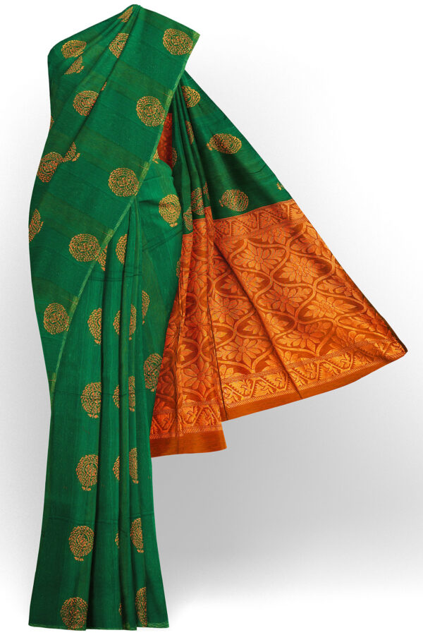 sri kumaran stores silk cotton saree green saree with green border 1